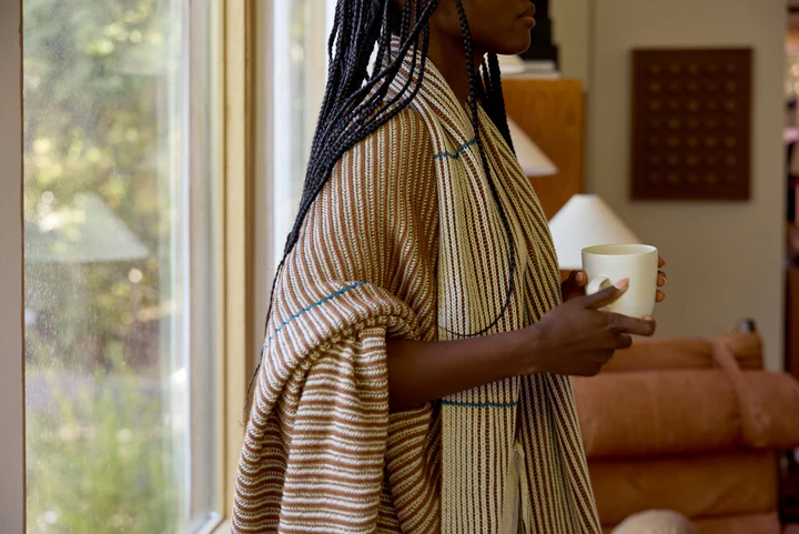 Organic Two Tone Rib Knit Throw thumbnail 2